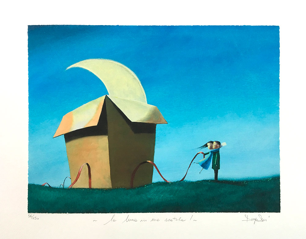 Diego Santini - Serigrafia, La Luna in una scatola